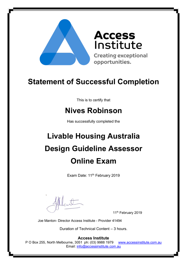 LHA Certificate A